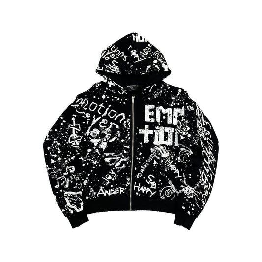 Mixed Emotional Brand Graffiti Dark Hoodie